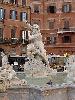 the Piazza Navona has three fountains. This one is called Fountain of Neptune, designed by Della Porta