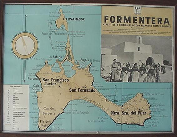 Map of Formentera, on the wall of our apartment, September 2000