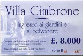 Ticket of Villa Cimbrone
